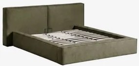 Cama Com Canapé Abatível Estofada Lunari Tecido Verde Exército & 180 X 200 Cm & Sem Colchão - Sklum