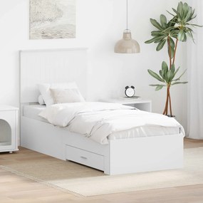 vidaXL Estrutura da Cama Branco e Prata 75 x 190 cm Madeira processada