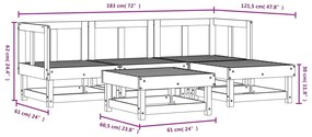 5 pcs conjunto lounge de jardim madeira de pinho maciça branco