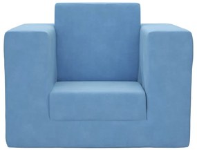 Sofá-cama infantil pelúcia macia azul