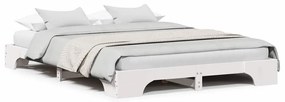 Cama branca 140x200 cm em madeira de pinho sólida
