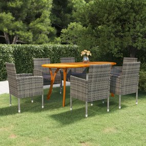 vidaXL 7 pcs conjunto de jantar para jardim cinzento