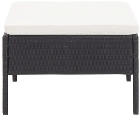 3 pcs conjunto lounge de jardim c/ almofadões vime PE preto