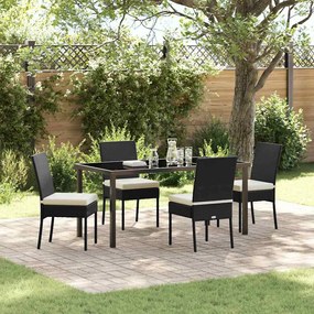 vidaXL Conjunto de Jantar para Jardim 5 Peças Preto Polirã