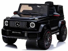 Carro elétrico para crianças 12V Mercedes G63 pneus de borracha, banco de couro Preto