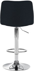 Banco de bar Lex em tecido e com estrutura cromada 45 x 89-110 x 46 cm Preto