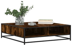 Mesa de centro derivados de madeira e metal carvalho fumado