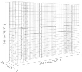 Gabião em forma de H fio de aço 260x40x200 cm