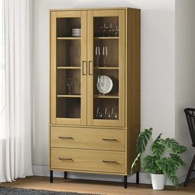 vidaXL Estante c/ pernas metal 85x35x172,5 cm madeira OSLO castanho
