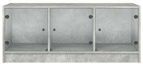 Mesa de centro c/ portas de vidro 102x50x42 cm cinza cimento