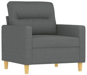 4 pcs conjunto de sofás com almofadas tecido cinzento-escuro