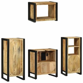 Conjunto de Móveis para Banheiro 4 pcs Madeira de manga maciça