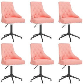 vidaXL Cadeiras de jantar giratórias 6 pcs veludo rosa