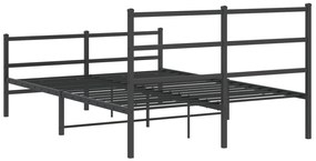 Estrutura de cama com cabeceira e pés 135x190 cm metal preto