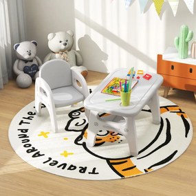Conjunto Infantil DinoPlay – Mesa e Cadeira Dinossauro | Cinzento