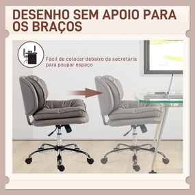 Cadeira de Escritório com Rodas Cadeira para Secretária com Função Baloiço Assento Amplo Sem Braços 60x65x83-93 cm Cinza Escuro