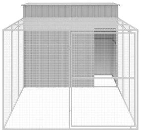 Casota cães c/ parque 214x457x181 cm aço galvaniz. cinza-claro