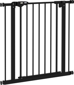 PawHut Grade de porta para cães, grade de proteção, grade de segurança para animais de estimação, metal, plástico, 74-80 cm, preto | Aosom Portugal