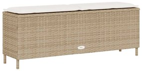 Banco de jardim com almofadão 110x30x40,5 cm vime PE bege