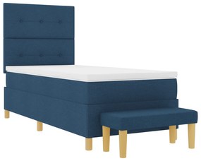 Cama Box com Colchão e Banco vidaXL Azul 90x190 cm Tecido