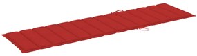 Espreguiçadeira com almofadão vermelho madeira teca maciça