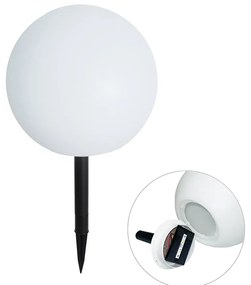 Candeeiro de exterior branco 30 cm com LED IP44 solar RGBW - Ludger Moderno