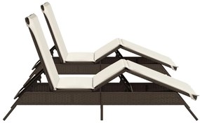 Espreguiçadeiras com almofadões 2 pcs vime PE castanho