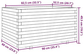 Vaso/floreira de jardim 90x60x49,5 cm pinho maciço branco