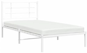 Estrutura de cama em metal com cabeceira 107x203 cm branco