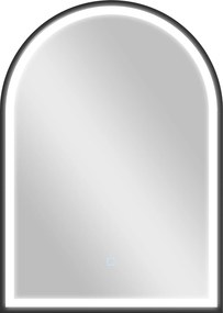 HOMCOM Espelho de Banheiro com Iluminação 50x70 cm Espelho Led Arqueado Antiembaçamento 3 Cores de Luz Regulável Memória Preto | Aosom Portugal