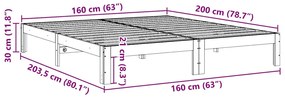 Cama sem colchão 160x200 cm madeira de pinho maciça branco