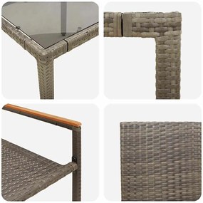 Conjunto de Jantar de Jardim vidaXL 3 Peças Cinza Polyrattan