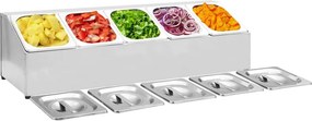vidaXL Suporte gastronorm c/ 5 recipientes GN 1/6 aço inoxidável