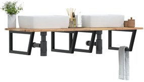 vidaXL Prateleira de parede p/ lavatório aço/madeira de acácia maciça