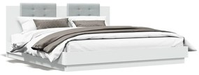 vidaXL Estrutura de cama com cabeceira e luzes LED 200x200 cm branco