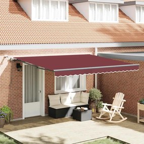 vidaXL Toldo retrátil automático com luzes LED 400x300 cm bordô