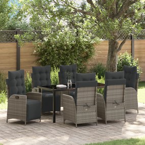 vidaXL Conjunto de Jantar de Jardim 7 Peças - Cinza - Rattan Poliéster