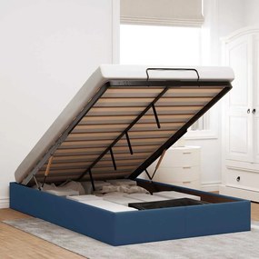 vidaXL Estrutura de cama otomana sem colchão 120x190 cm tecido azul
