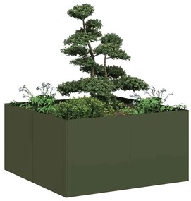 vidaXL Vaso/floreira 80x80x40 cm aço laminado a frio verde
