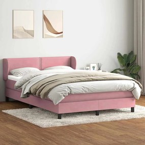 vidaXL Cama com molas/colchão 160x220 cm veludo rosa