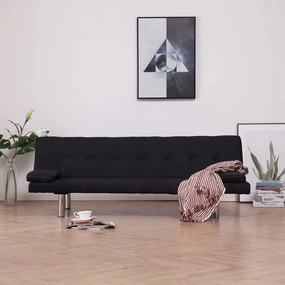 282189 vidaXL Sofá-cama com duas almofadas poliéster preto