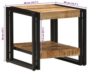Mesa de centro vidaXL 40x50x38 cm Madeira de mangueira maciça