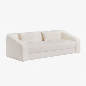 Sofá-cama De 3 Lugares Em Tecido Bouclé Dalila Tecido Bouclé Off White - Sklum