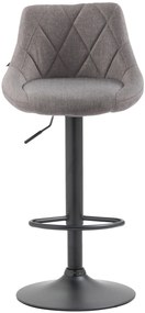 Banco de bar Lazio em tecido e com estrutura preta 46 x 83-104 x 49 cm Cinzento