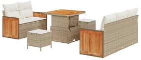 Conjunto de Sofá de Jardim vidaXL de 8 Peças com Almofadas Bege Rattan