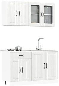 4 peças armário de cozinha conjunto Kalmar branco brilhante