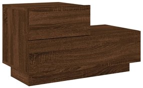 Mesa de cabeceira com luzes LED 70x36x40,5 cm carvalho castanho
