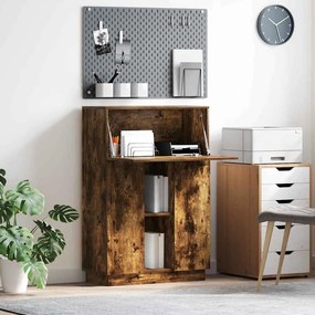 vidaXL Mesa com prateleira Carvalho Defumado 71.5 x 31.5 x 106.5 cm