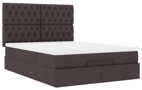 Estrutura cama otomana colchão 140x200cm tecido castanho escuro