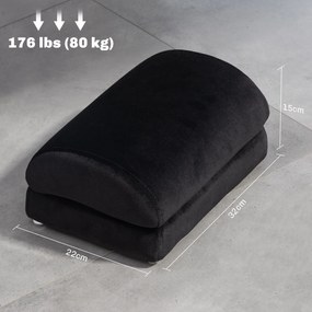 Apoio para os Pés para Escritório Apoio para os Pés Preenchido de Espuma e Almofadas Antiderrapantes 32x22x15 cm Preto